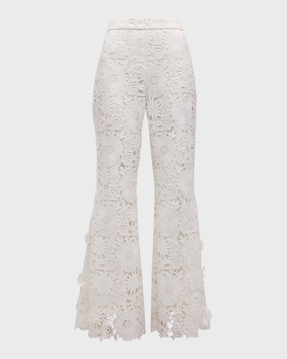 Tanya High-Rise Flare-Leg Floral Lace Pants